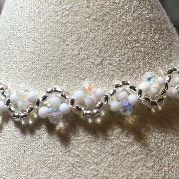 Silver Crystal Sparkle White Beaded Bracelet Fashion minimalist NEW - Picture 8 of 8